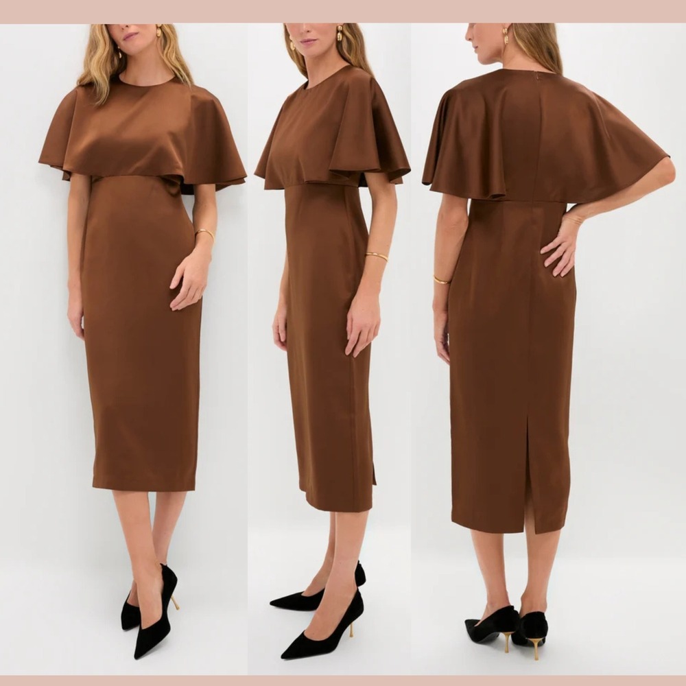 NWD $188 TUCKERNUCK [ 12 ] Chocolate Brown Cape Leah Dress Chocolate Brown J2460